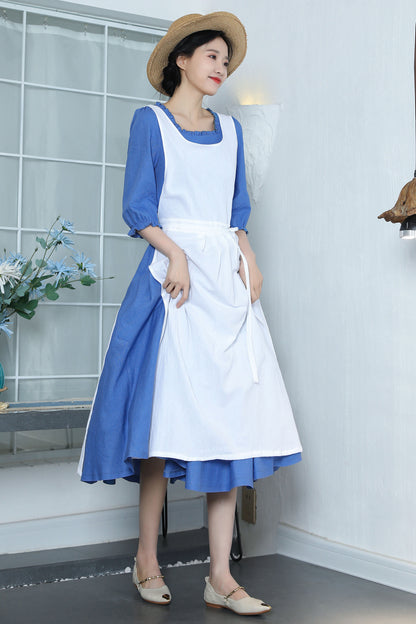 White Linen Apron 3369