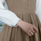Spring Brown Long Sleeveless Linen Dress 3353