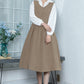 Spring Brown Long Sleeveless Linen Dress 3353