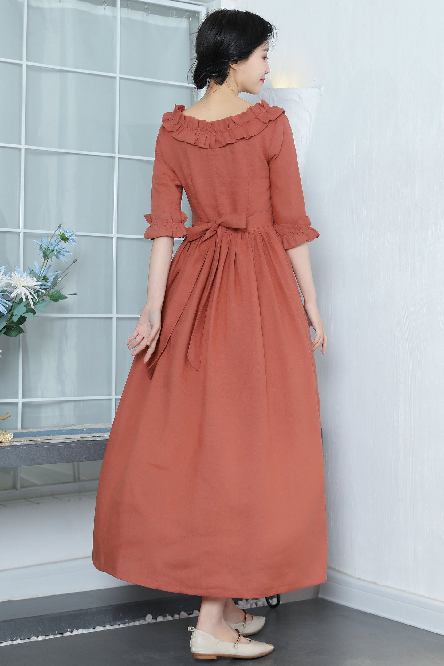 Cottagecore Long Linen Dress 3372