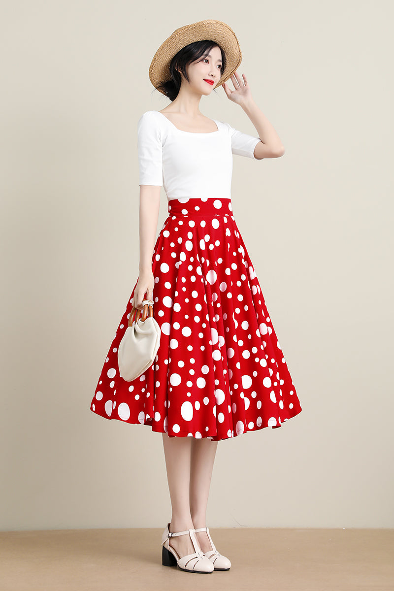 Vintage red polka clearance dot midi skirt