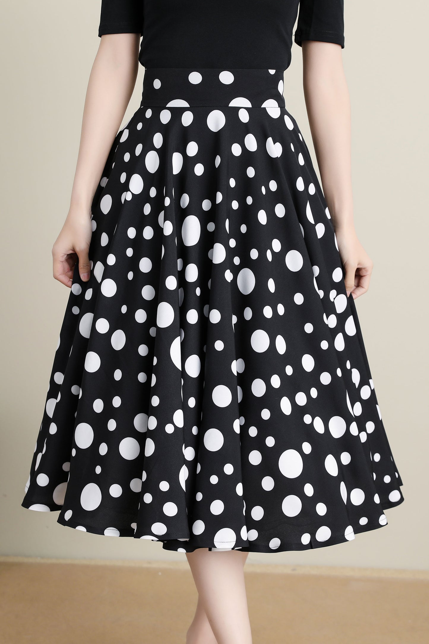 Black polka dot Circle skirt #3315