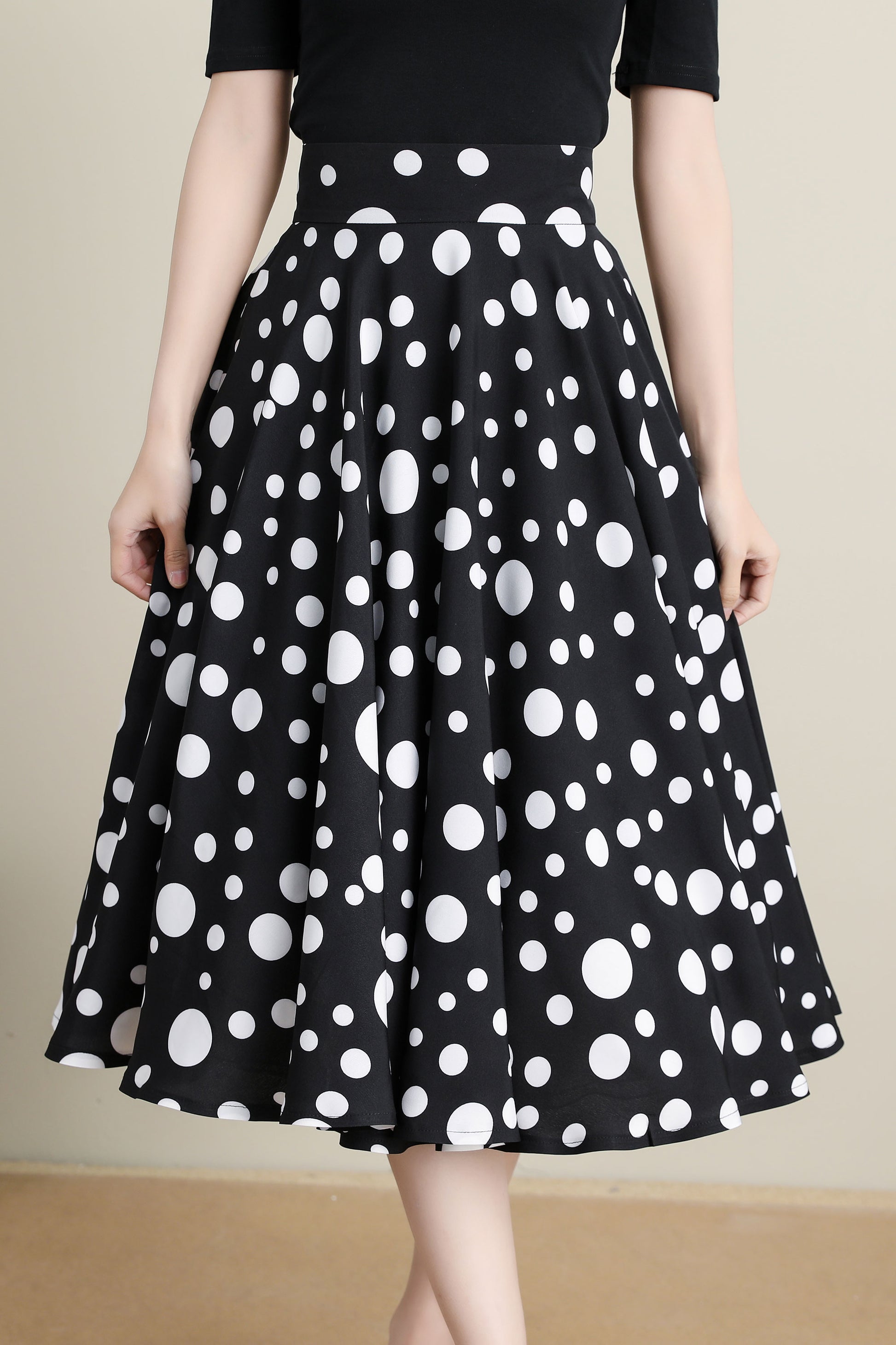 Black polka dot Circle skirt #3315 – XiaoLizi