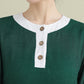 Green Half Sleeve Midi Linen Dress 3905