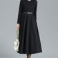 Black Long Wool Winter Dress Women 3251
