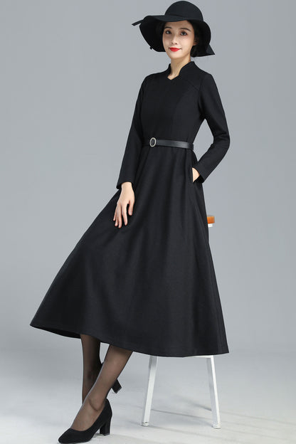 Black Long Wool Winter Dress Women 3251 Xiaolizi Black Long Wool Winter Dress Women 3251 Xiaolizi