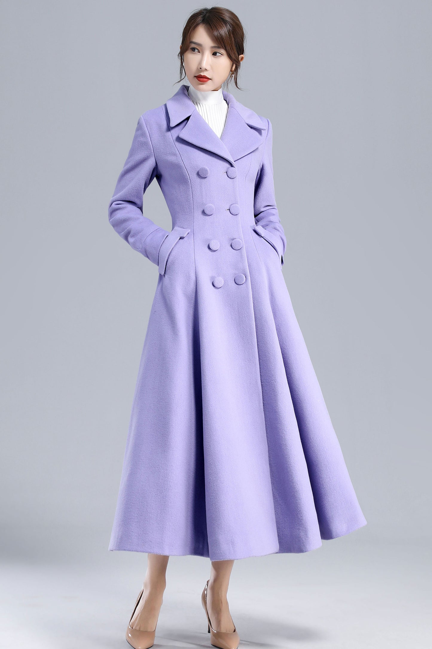 Vintage Inspired Purple Long Wool Princess Coat 3232