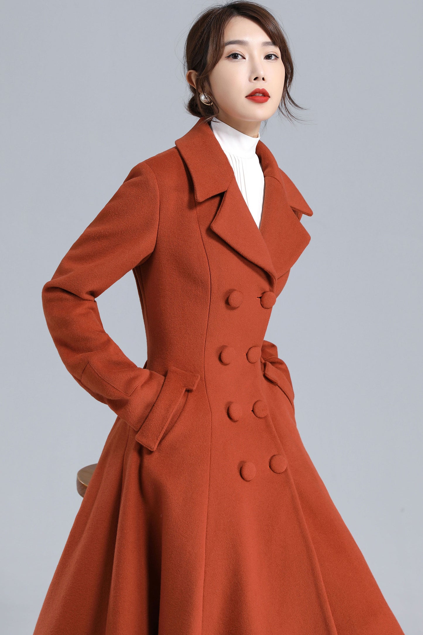 Fit and Flare Long Wool Coat Women 3233