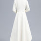 Women White Long Wool Coat 3235#
