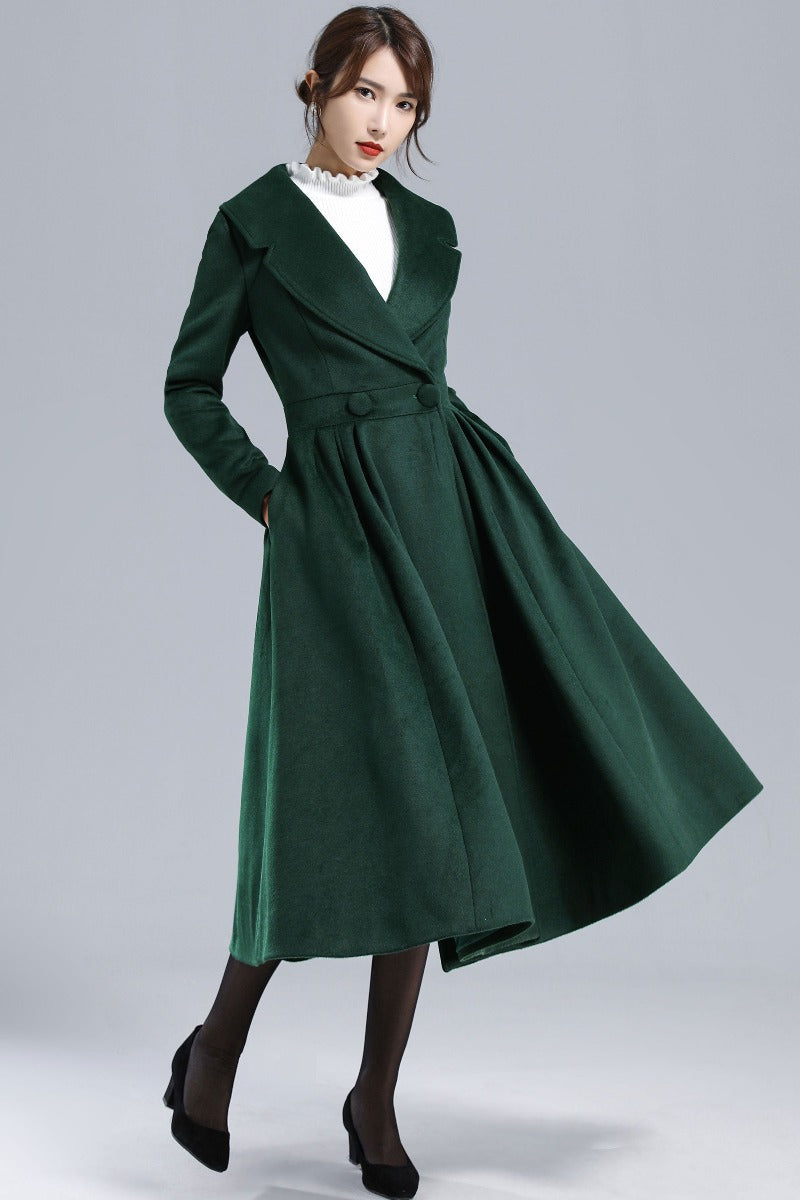 Dark green sale wool coat