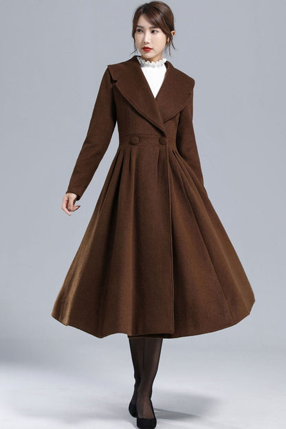 Brown Princess Wool Coat Women 3241#