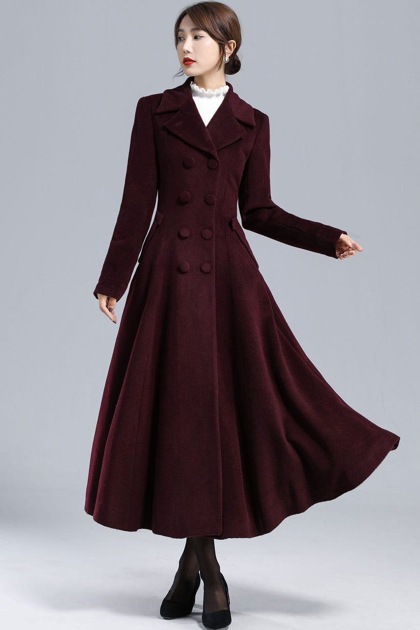 1950s Double Breasted Long Wool Swing Coat 3239 – XiaoLizi