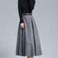 Dark Grey Long Wool Skirt Women 3165