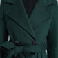 Double breasted Green Wool Coat Women 3203