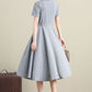 Short Sleeve cotton linen Dress 3272