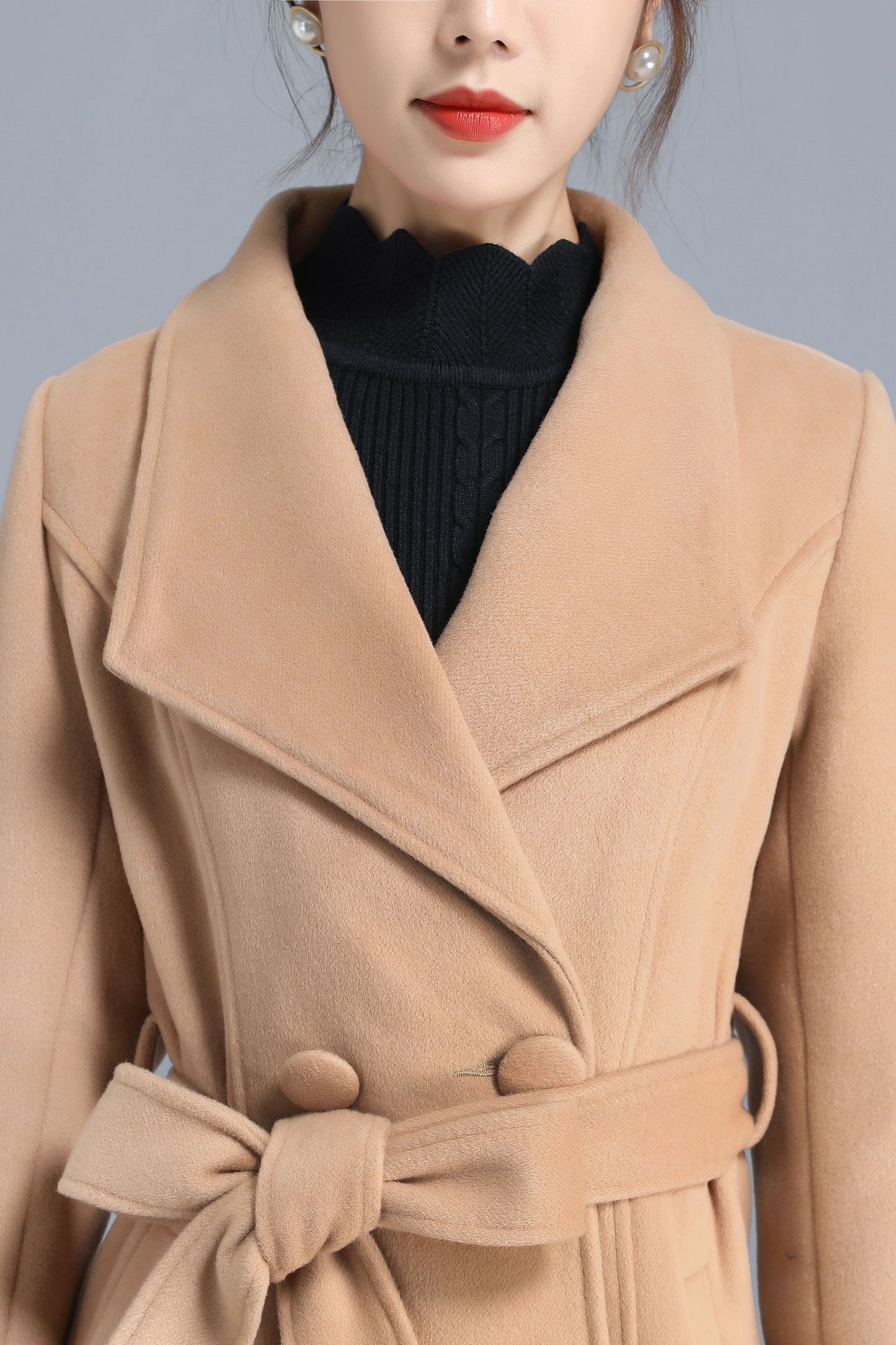 Camel Long Maxi Winter Wool Coat 3204