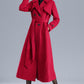 Red Long Wool Belted Coat Women 3206