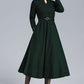 Emerald Green Winter Long Wool Dress 3175