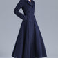 Women's Dark Blue Long Wool Coat 3208