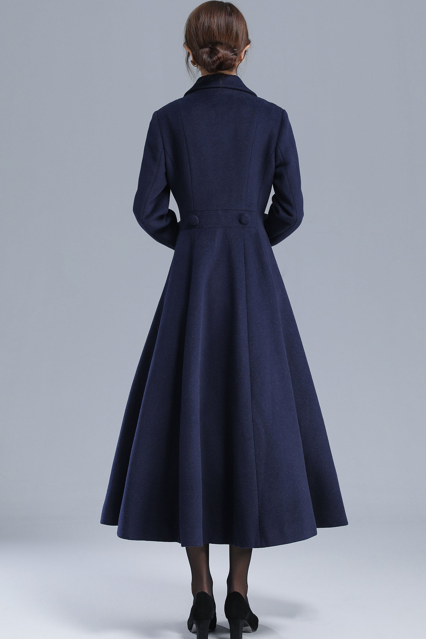 Women's Double Breasted Long Wool Coat 3208