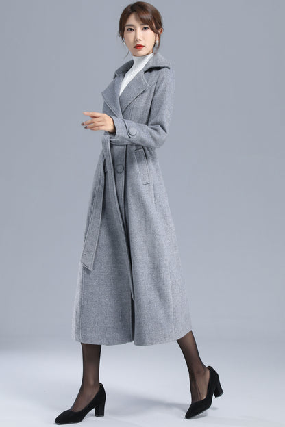Minimalist Wool Belted Coat Women 3209