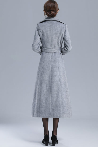 Minimalist Wool Belted Coat Women 3209
