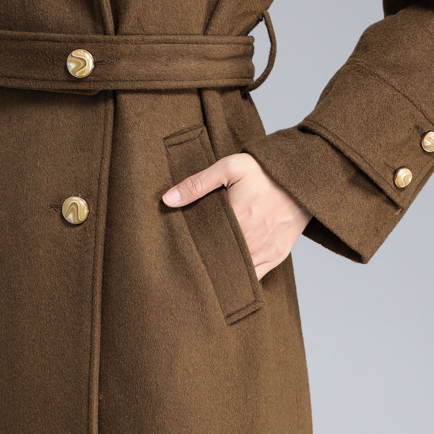 Long Wool Trench Coat, Ladies Wool Jacket 3178