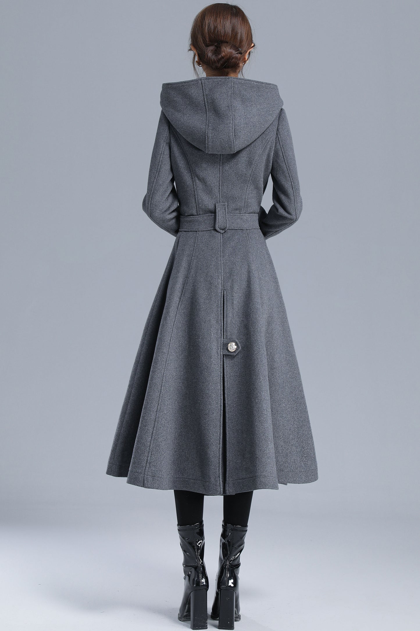 Women Military Winter Wool Coat with Hood 3213