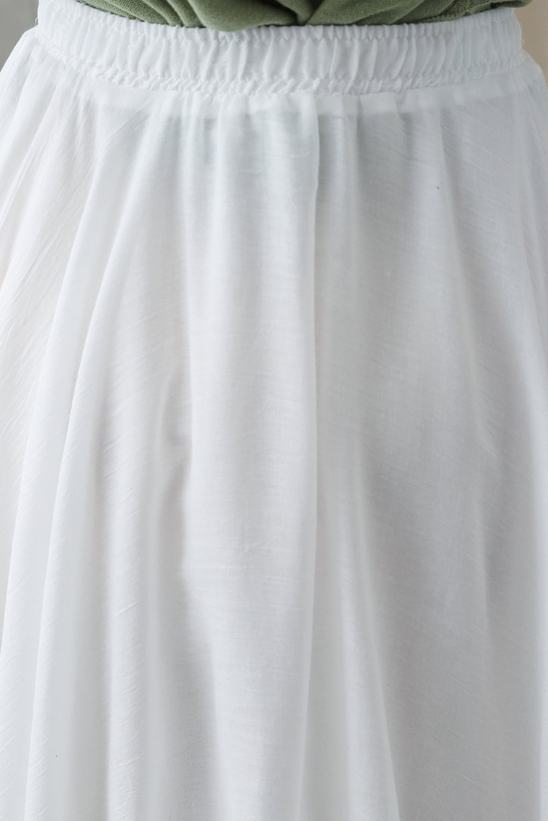 White Maxi Summer Women Cotton Linen Swing Skirt 2748