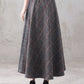Long Wool Plaid Skirt Women 3292