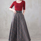 Long Wool Plaid Skirt Women 3292