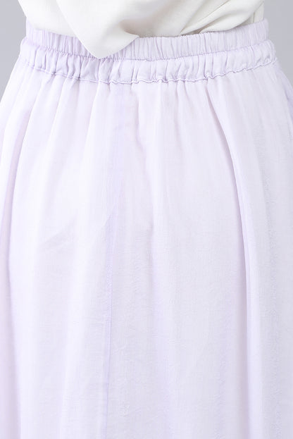 Purple Chiffon Maxi Skirt - Elastic Waist Pleated Detail 3563