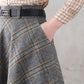 High Waist Vintage Inspired Tartan Wool Skirt 3293#