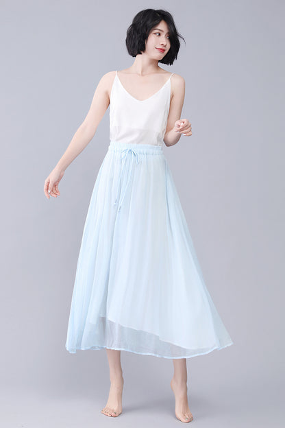A Line Maxi Swing Plus Size Casual Chiffon Skirt 3564
