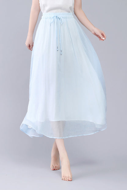 A Line Maxi Swing Plus Size Casual Chiffon Skirt 3564