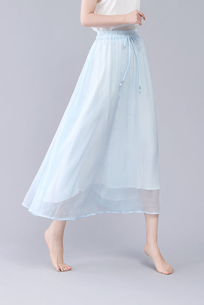 A Line Maxi Swing Plus Size Casual Chiffon Skirt 3564