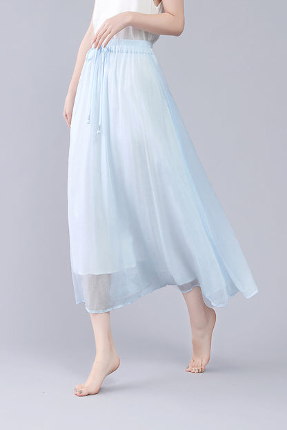 A Line Maxi Swing Plus Size Casual Chiffon Skirt 3564