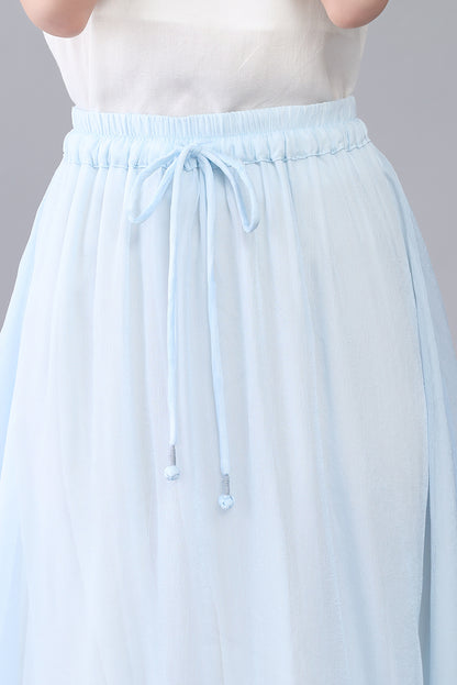 A Line Maxi Swing Plus Size Casual Chiffon Skirt 3564