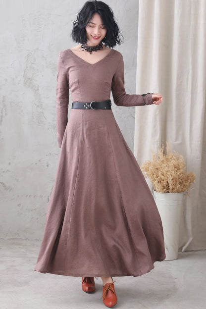 Long Sleeve Fit and Flare Full Dress 3331