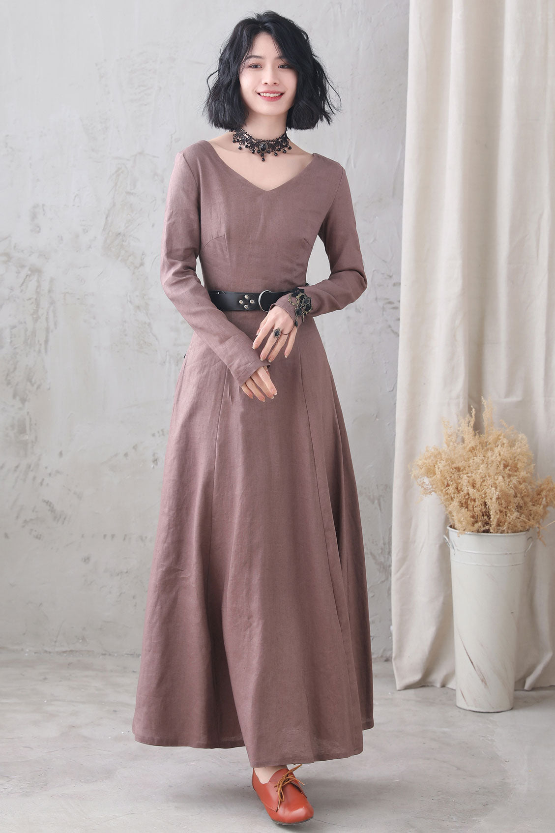 Long Sleeve Fit and Flare Full Dress 3331