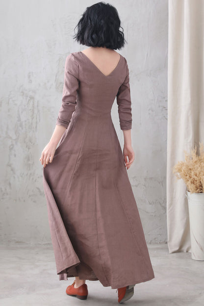 Long Sleeve Fit and Flare Full Dress 3331