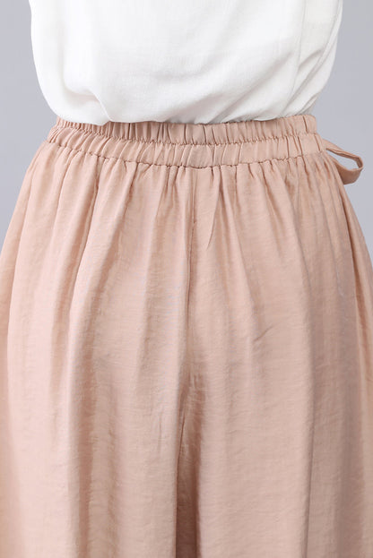 Khaki Women Wide Leg Summer Loose Skirt Pants 3567#
