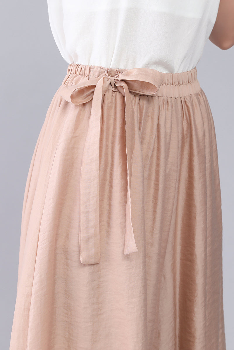 Khaki Women Wide Leg Summer Loose Skirt Pants 3567#