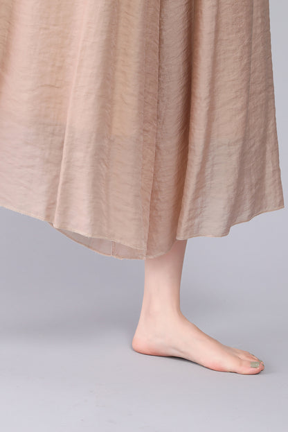 Cropped Wide Leg Summer High Elastic Waist Skirt Pants 3567
