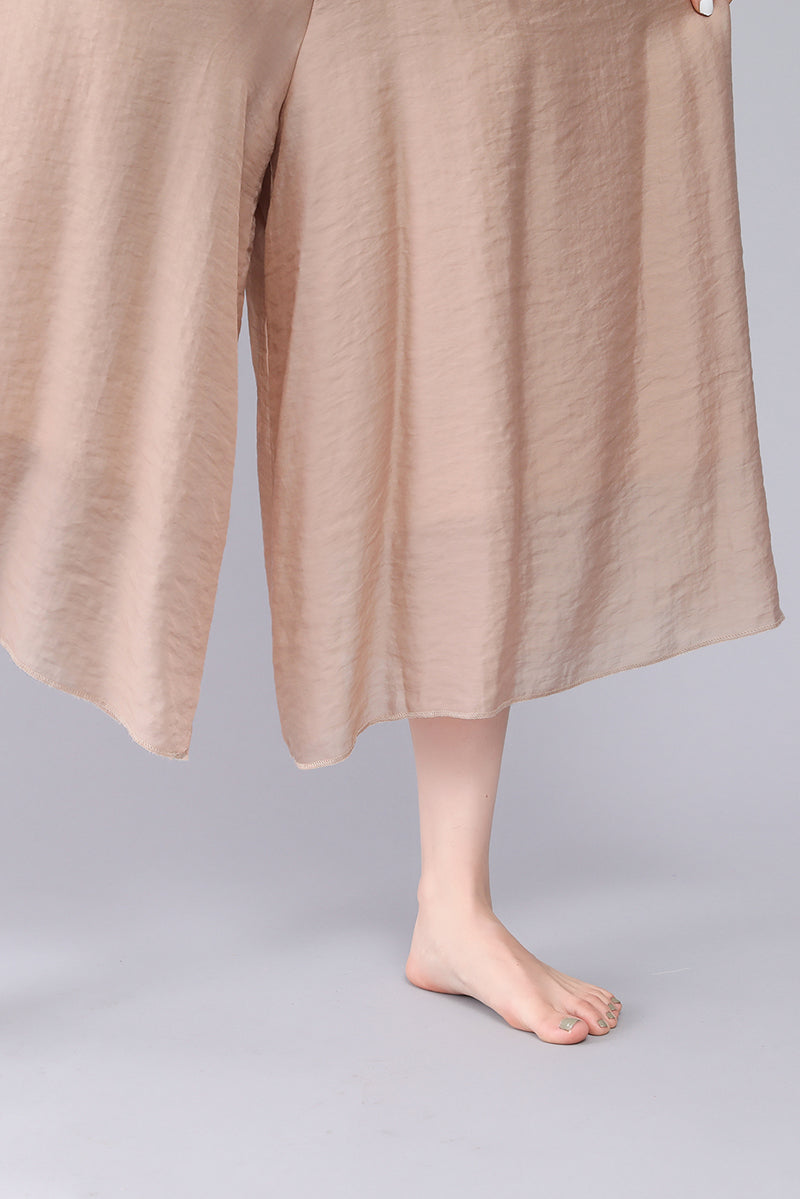 Khaki Women Wide Leg Summer Loose Skirt Pants 3567#