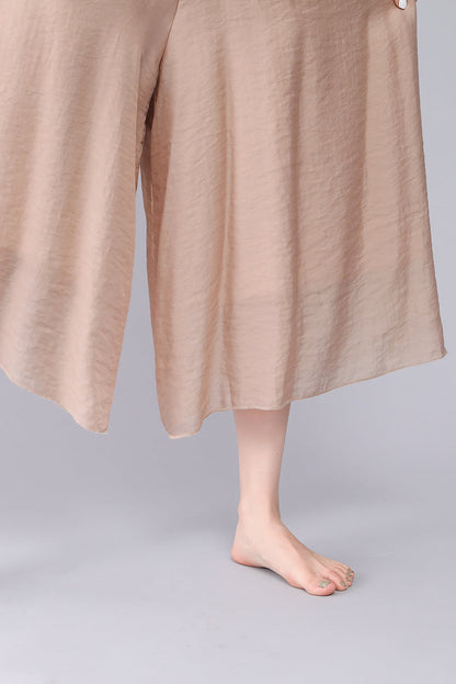 Khaki Women Wide Leg Summer Loose Skirt Pants 3567#