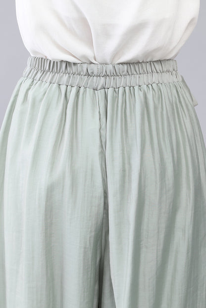 Women's Summer Palazzo Cropped Wide Leg Elastic Waist Pants 3568