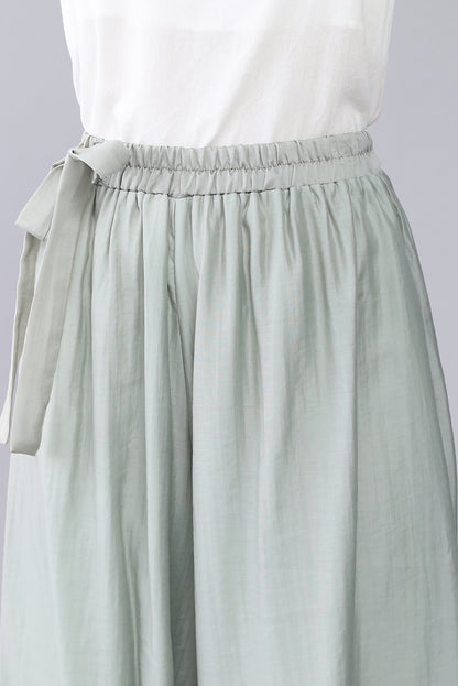 Women's Summer Palazzo Cropped Wide Leg Elastic Waist Pants 3568