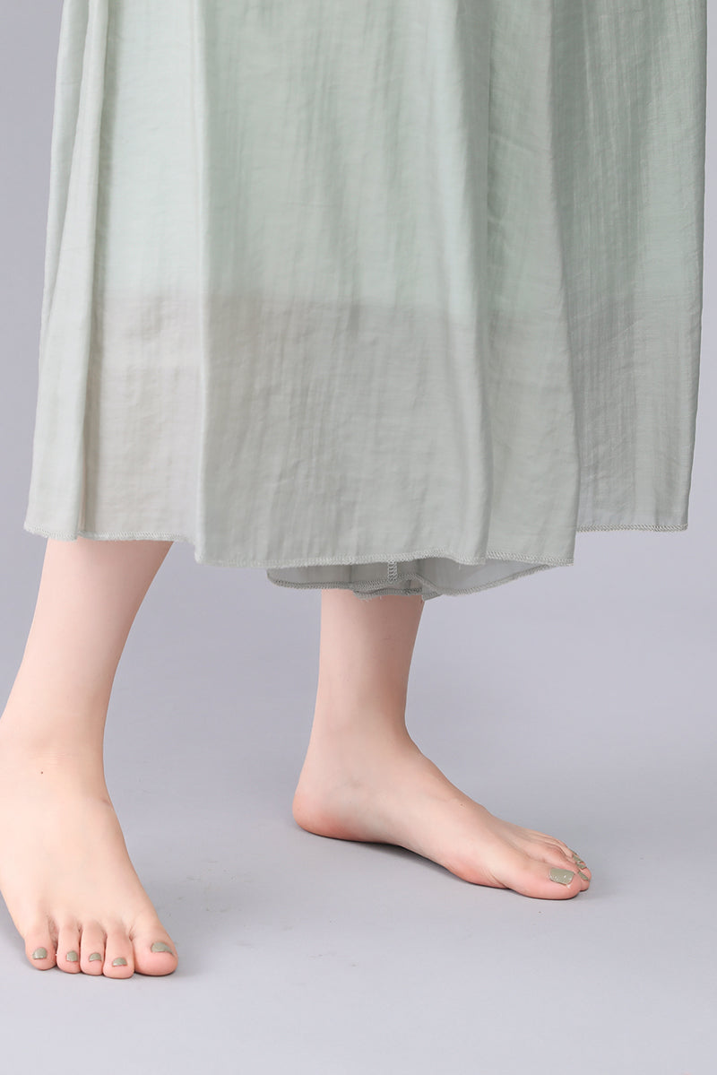Women's Summer Green Wide Leg Elastic Waist Pants 3568#CK2201628