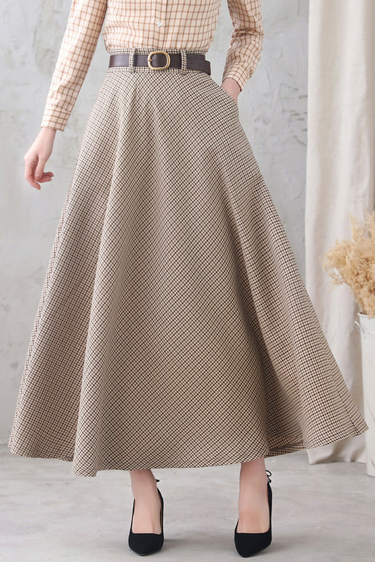 Vintage Inspired A Line Maxi Skirt with pockets 3349